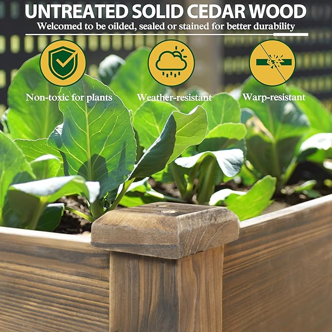 MUPATER 4x2FT Raised Garden Bed, Planter Box with Four Wheels and Legs for Herbs and Vegetables, Elevated Garden Bed with Drainage Holes for Outdoor Indoor, Rustic