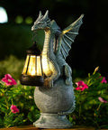 Dragon on Ball with Solar Lantern Statues: Garden Decor Outdoor Decorations Art Figurine for Patio Balcony Yard Lawn