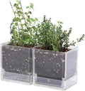 4 Inch Herb Planter Pot, Plastic Planter with Drainage Holes and Saucer, Modern Decorative Gardening Pot for Indoor Plants, Flowers, Herbs, Succulents, Clear, Set of 2, 76-Y-D-2