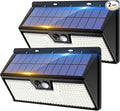 Large Solar Motion Lights Outdoor, 318 LED Super Bright Shed Lights with 3 Lighting Mode, IP65 Waterproof Solar Bar Light, Great for Outside Wall Yard Chicken Coop Garden - 2 Pack