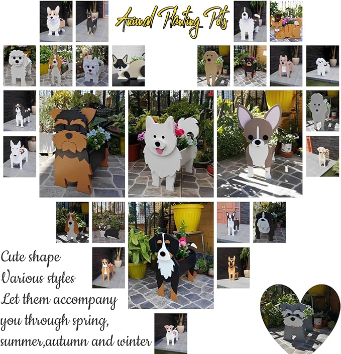 German Shepherd Dog Planter Plant Pots,Cute Garden Dog Flower Planter,Dog Planters Birthday Gifts for Women,Office,Indoor/Outdoor Decor(9.45 * 5.51 * 13.82in)