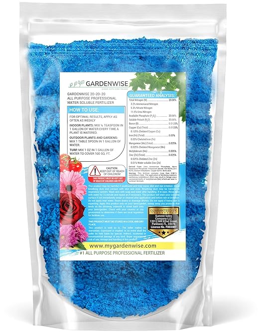 20-20-20 Water-Soluble Fertilizer – Powder for Liquid Plant Food for Indoor & Outdoor Plants, Orchids, Vegetables, Lawns, Flowers – 20 20 20 Fertilizer 5 Quarts (10 lbs)
