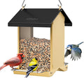 iBorn Bird Feeders for Outdoors,Bird House Feeder with Weatherproof Metal Roof & 8 Drain Holes,Fully Detachable Birdfeeder Design,Easy Clean & Refill,Chew-Proof PC Windows,1.5 Lbs Capacity,Black Roof