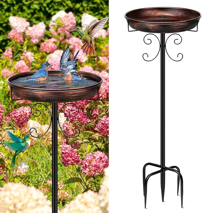 Daoeny 35In Metal Bird Bath for Outside, Vintage Freestanding Birdbaths & Birdfeeder, Bird Baths Feeder Bowl for Outdoors Garden Patio Yard Lawn Decor, Upgraded 5-Pronged Base (Antique Bronze)