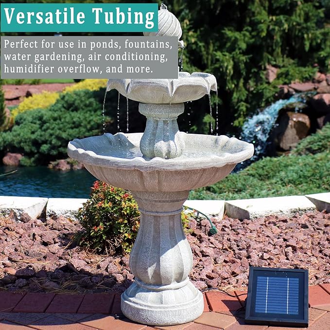 Black Vinyl Tubing 1” ID × 1 1/4” OD - 50 Feet PVC Flexible Plastic Tube Hybrid Hose, Transfer Water Air Oil for Pond Fountain Garden, Non-toxic and BPA free