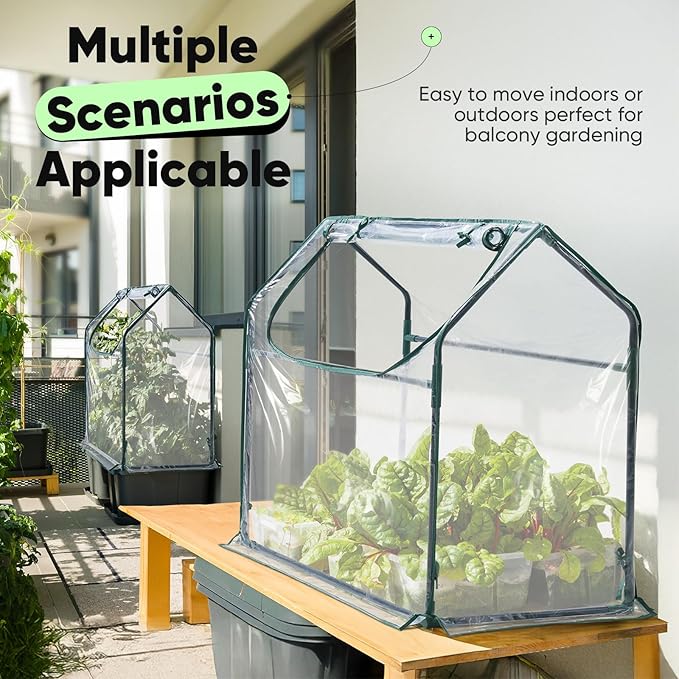 Quictent Portable Mini Cloche Greenhouse w/ Elevated Bottom, Reinforced High Light Transmission Waterproof UV-Resistant Hot House for Indoor Outdoor, 36" x 18" x 33", Clear