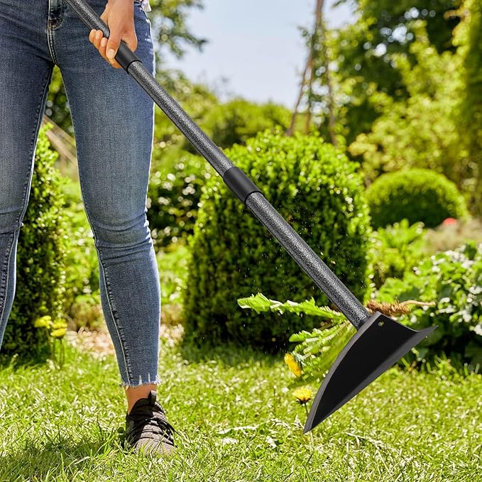 Hoe Garden Tool, Triangle Hoe Gardening Weeding Tool, 72" Long Handle Heavy Duty Manual Weeder Gardening Hand Tools for Weeding, Digging, Loosening Soil