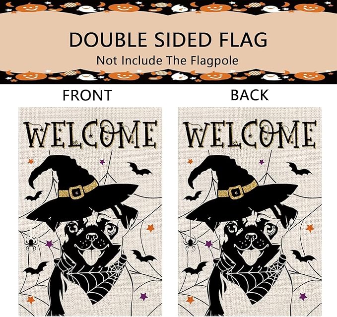 Seasonal Garden Flags Pug Dog Double Sided Flags Set of 11 Holiday Farmhouse Indoor Outdoor Yard Lawn Christmas Gifts Decorations 12.5x18 Inch