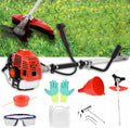 52cc 2-Stroke Weed Eater Gas Powered, 2 in 1 Gas Brush Cutter, String Trimmer and Gas Weed Wacker Hedge Edger Trimmer for Weeds and Grass, Strong Powerful Full Guard Accessories Red