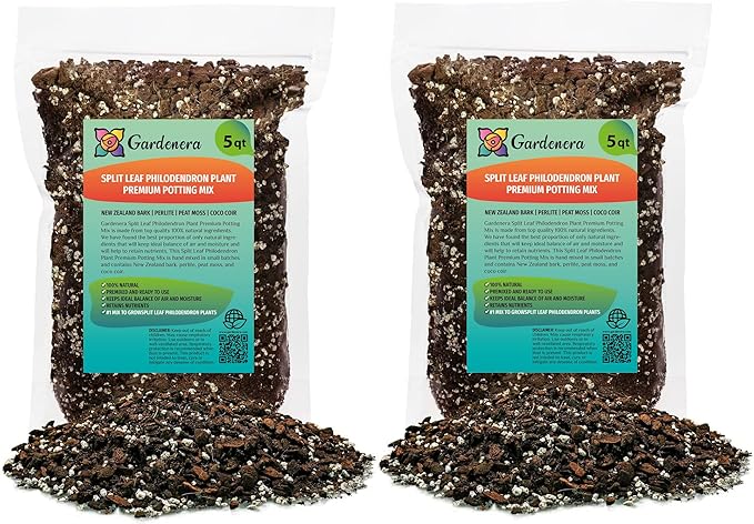 Split Leaf Philodendron Planting Mix - Promotes Steady Growth and Vibrant Foliage - 10 Quart (2 Bags of 5 Quart)