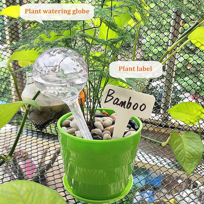 MOONSOUND Plant Automatic Watering Devices, Clear Plastic Self-Watering Bulbs Flower Automatic Watering Device While Away Garden Waterer for Plant Indoor Outdoor