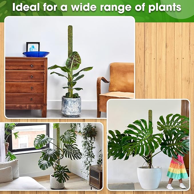 DUSPRO 59’’ Large Green Mesh Moss Pole Monstera Plant Support, Tall Plant Stakes, Moss Pole for Plants Monstera, Garden Pole, Moisture Stick for Plants (1pc., 59''), Natural