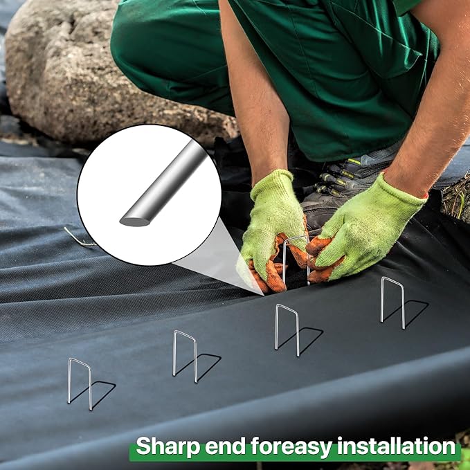 360 Pack 6 Inch Landscape Staples Galvanized Garden Stakes, 11 Gauge Gargen Staples Heavy-Duty Sod Metal Yard Pins Lawn Fence Stakes for Ground Cover Landscaping Fabric