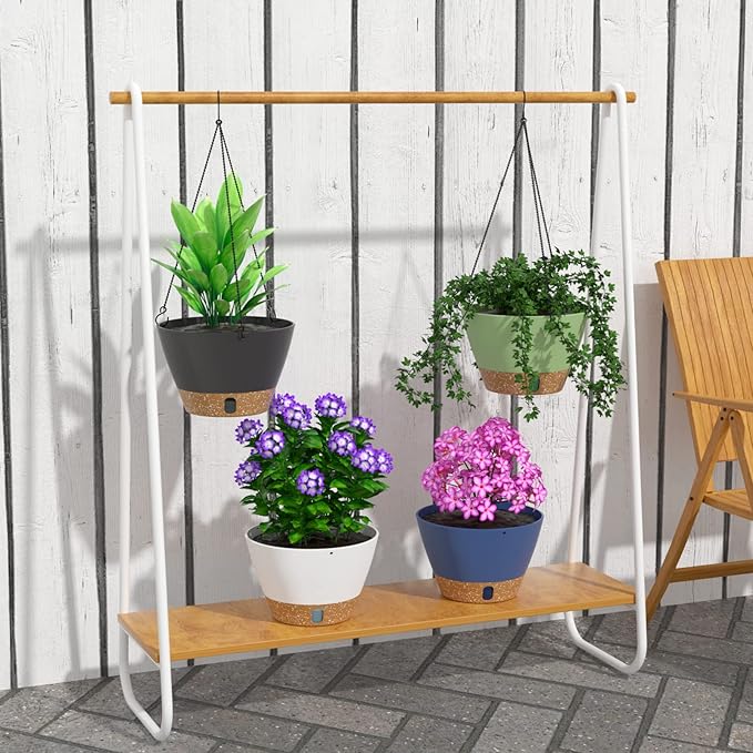 ZMTECH Hanging Planters for Indoor Plants Set of 2 Self Watering Hanging Pots Hanging Baskets Hanging Flower Pots for Outdoor Hanging Plants(8 Inch, Blue)