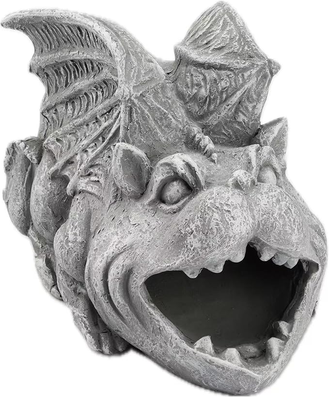 Elenon Gargoyle Decorative Gutter Downspout Extension Statue, Gutter Guardian Rain Downspout Extender, Garden Splash Block Outdoor Sculpture for 3" × 4" Down Spouts Decor