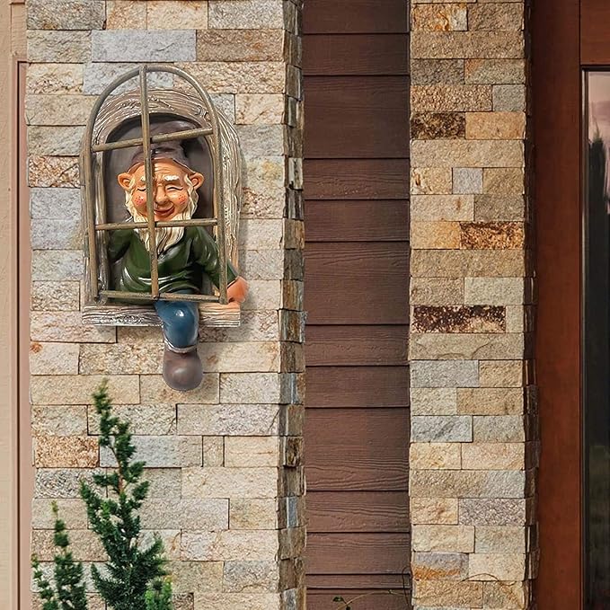Whimsical Fairy Garden Gnome Statue, Tree Faces Decor Outdoor -5.9 Inch, Funny Garden Tree Decoration,Ideal Patio Yard Lawn Porch Decoration