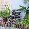 4-Tier Rock Water Fountain Outdoor Waterfall Garden Decor, 23.4" Cascading Waterfall With LED Lights for Patio, Lawn, Backyard, and Home, Faux Stone Design