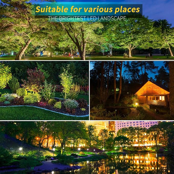 LED Landscape Lights,5W 120V AC Outdoor Pathway Garden Yard Spotlight,IP65 Waterproof Garden Flood Light,Outdoor Spotlight with Stake,UL Cord 5-ft with Plug (Pack of 4, Warm White)