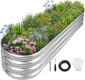 1MORE Galvanized Raised Garden Bed- Planter Garden Boxes Outdoor, Raised Beds for Gardening, 8x2x1ft Metal Garden Bed Kit for Vegetables Flower, Planter Raised Beds with Protective Tape & Tools.Silver