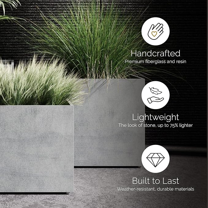 Reglito Cube Planter - 39.4 in x 39.4 in x 39.4 in - Brown Stone