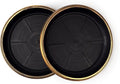 9" Decorative Heavy Duty Tray/Saucer (2 Pack) Rustic Medieval/French Country Look, Pot/Planter Base for Indoor/Outdoor Decor Use. Long Lasting, Reusable Light Weight (9 inches, Gold)