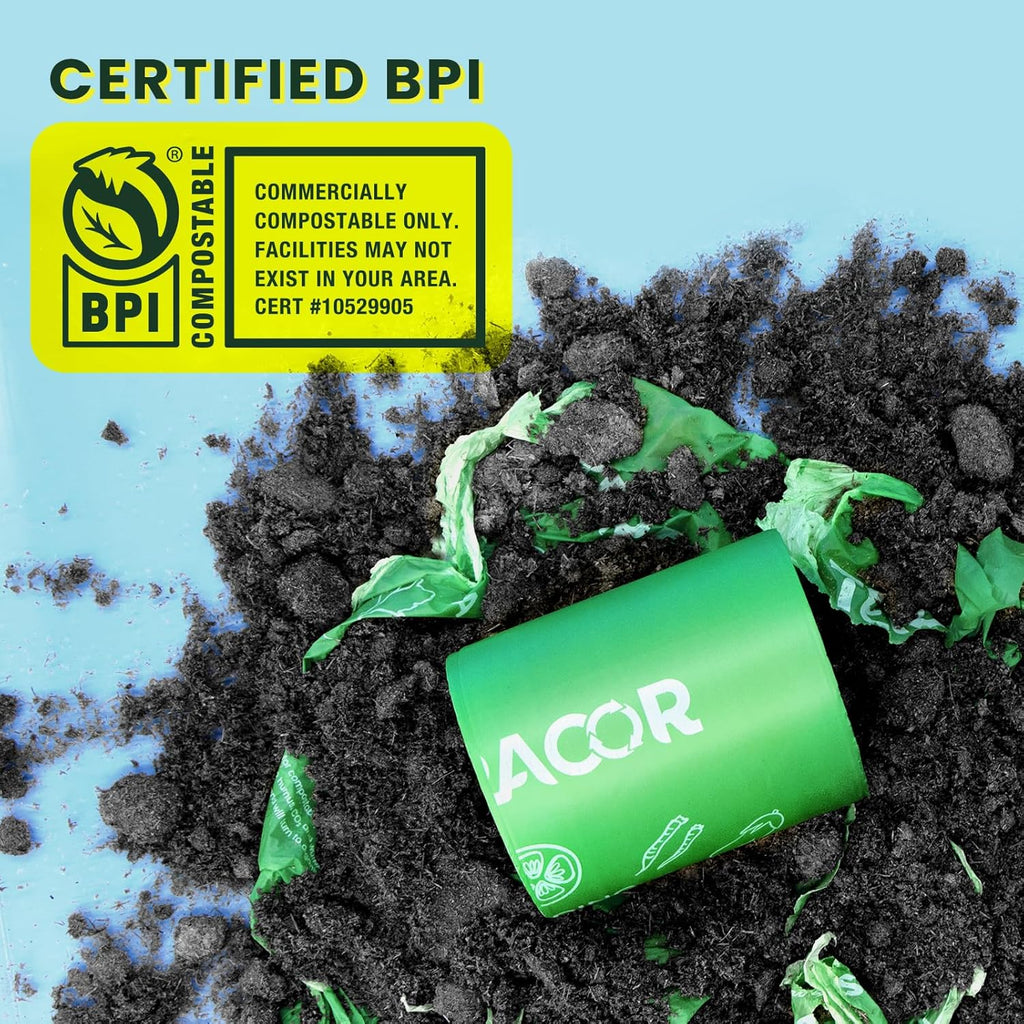 Compost Bags, 3 Gallon Compostable Food Scrap Bags Handle Tie,200 Count (Pack of 2),Certified by BPI and ASTM D6400
