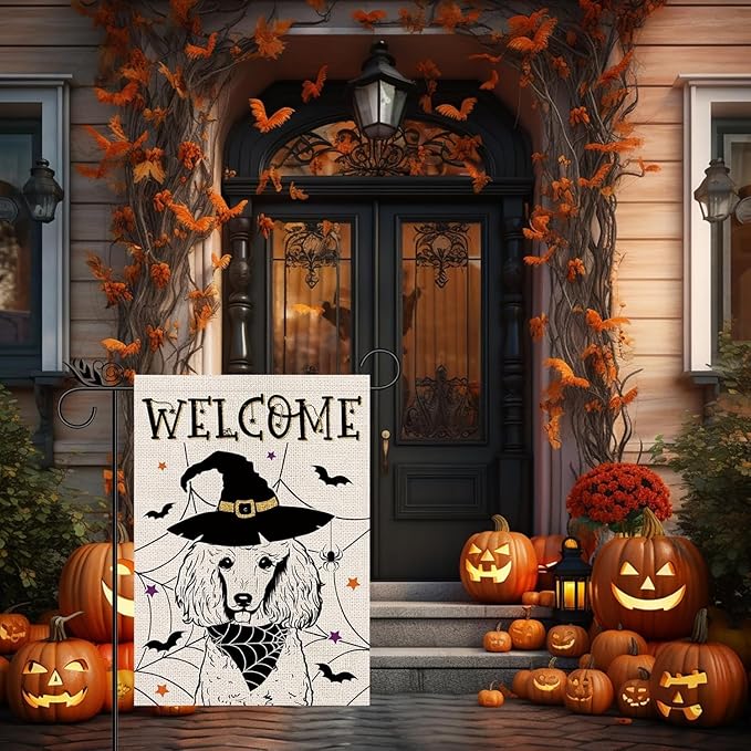 Seasonal Garden Flags Poodle Dog Double Sided Flags Set of 11 Holiday Farmhouse Indoor Outdoor Yard Lawn Christmas Gifts Decorations 12.5x18 Inch