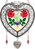 KY&BOSAM Heart Suncatcher-Stained Glass Panles I Love You Mom Sun catchers Hangings for Windows Wind Chime Ornament Mom Gifts - Gifts for Mother`s Day Valentine`s Day Birthday Christmas