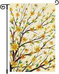 Louise Maelys Summer Tree Garden Flag Spring Floral Welcome 12x18 Inch Double Sided Small Burlap Seasonal Holiday Yard Outdoor Sign Outside Home House Decoration