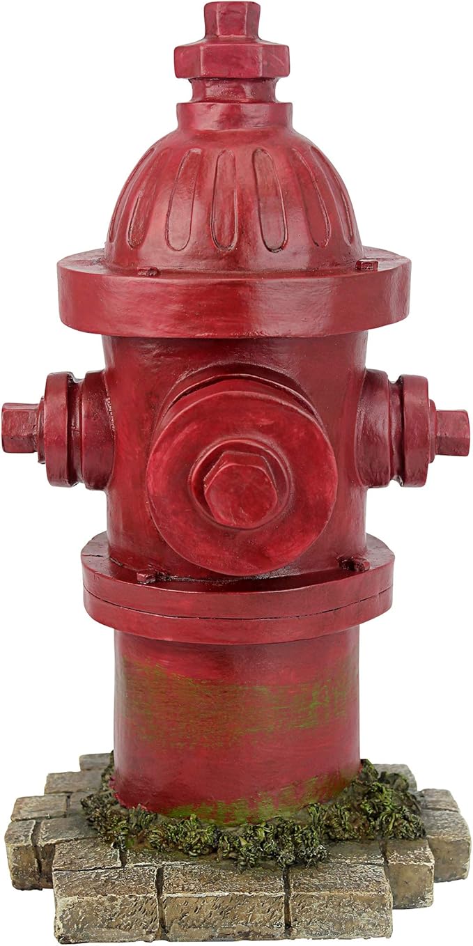 Design Toscano Dog's Second Best Friend Fire Hydrant Pee Post Indoor/Outdoor Statue, Medium 14 Inch Tall, Cast Stone Resin, Red Painted Finish