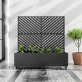 Casaphoria Metal Raised Garden Bed with Trellis and Wheels, 47"x47"x16" Planter Box for Climbing Plants, Vegetables & Vines, Features Drainage Holes and Privacy Screen (Black-Parallel)