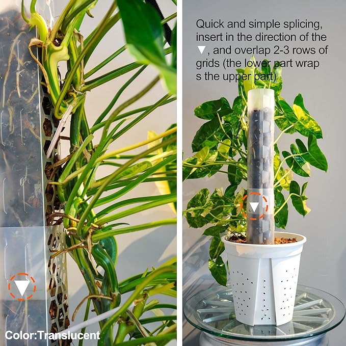 2 Pcs 17 Inch Plastic Moss Pole for Plants Monstera,Designed Specifically for Climbing Plants, Stackable Plant Support for Indoor Plants Plant Support Poles Work with Sphagnum Moss
