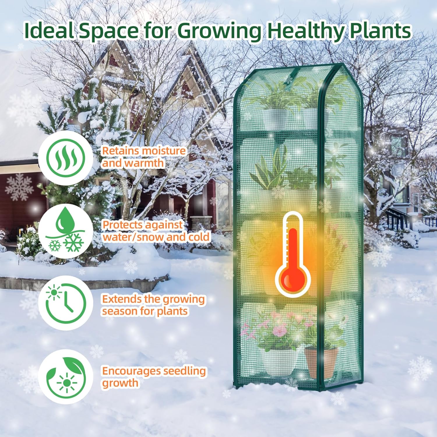Ohuhu Mini Greenhouse for Indoor Outdoor, Small Plastic Plant Green House with Locking Wheels Portable Greenhouses with Durable Cover for Seedling, Ideal Gardening Gifts for Women Men Green