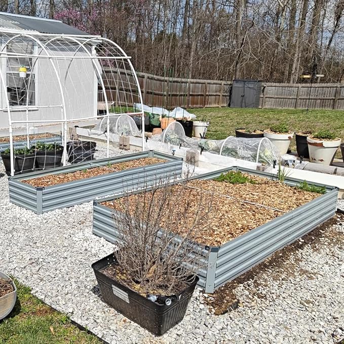 12x4x1ft(2 Pack) Galvanized Raised Garden Bed,Outdoor Planter Box Metal Patio Kit Planting Bed for Vegetables Flowers Herb,Grey