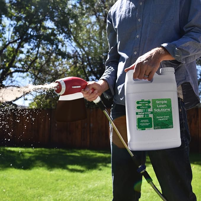 Simple Lawn Solutions - Liquid Iron Darker Green - Chelated Micronutrients - Concentrated Booster for Lawn, Indoor Plants and Outdoor Garden (2.5 Gallon)