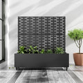 Casaphoria Metal Raised Garden Bed with Trellis and Wheels, 47"x47"x16" Planter Box for Climbing Plants, Vegetables & Vines, Features Drainage Holes and Privacy Screen (Black-Square)