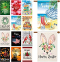 Mixweer 12 Pack 28 x 40" Large Seasonal Garden Flags for Outside Seasonal Lawn Yard Outdoor Flags Set Polyester Double Sided for Holiday Christmas Festive Decorations