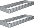 Galvanized Raised Garden Bed,2 Pcs 10×3×1FT Metal Planting Box for Outdoor Vegetable, Herb,Planter Gardening (Silver)