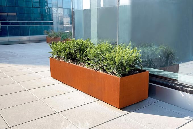 Corten Steel Raised Garden Bed – 36-Inch Large Rectangular Planter Box | Heavy Duty, Low Profile Metal Design | Made in USA, Fully Assembled