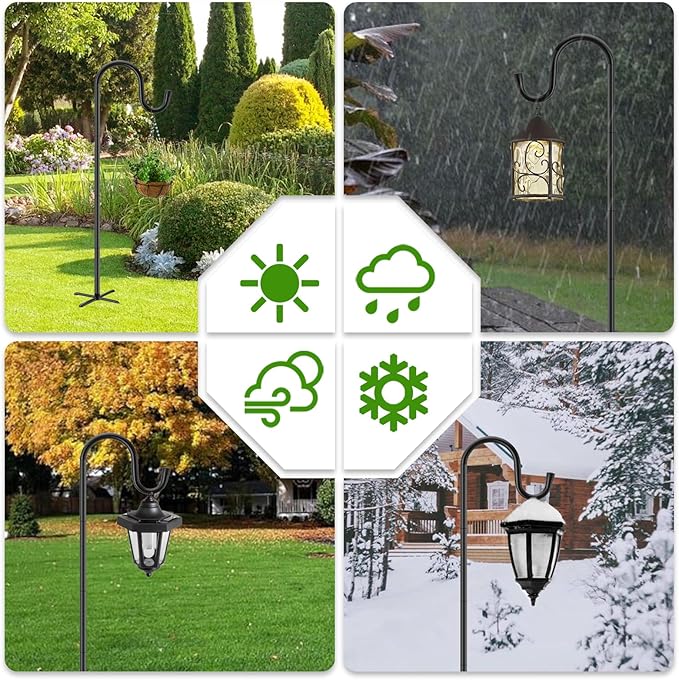 84" Shepherds Hooks for Outdoor with 7 Prongs Base, Heavy Duty Bird Feeder Pole for Hanging Lantern, Hummingbird Feeder, Shepherds Hook for Bird Feeders for Outside,1 Pack, Black