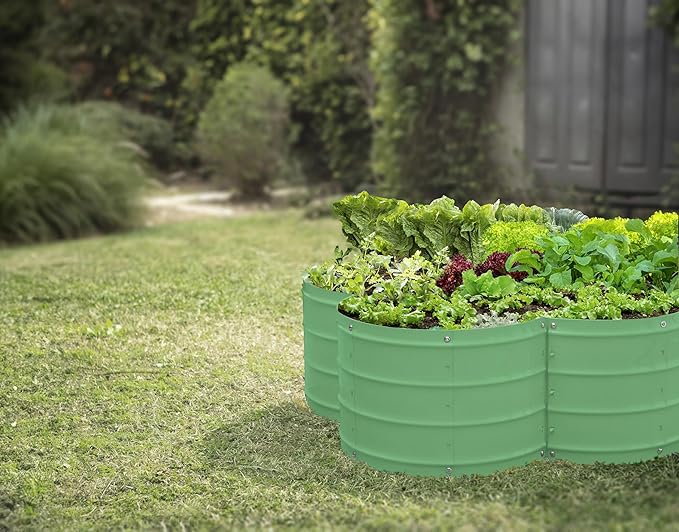 Galvanized Raised Garden Beds Outdoor // 3×3×1 ft Planter Raised Beds for Gardening, Vegetables, Flowers // Large Metal Garden Box (Light Green) // Patented Tool-Free Design