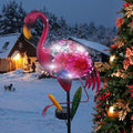 Solar Garden Lights, Glass & Metal Flamingo Solar Garden Decor Solar Pathway Lights Solar Garden Stakes Decorative Yard Art Yard Decor Waterproof for Patio Lawn Courtyard