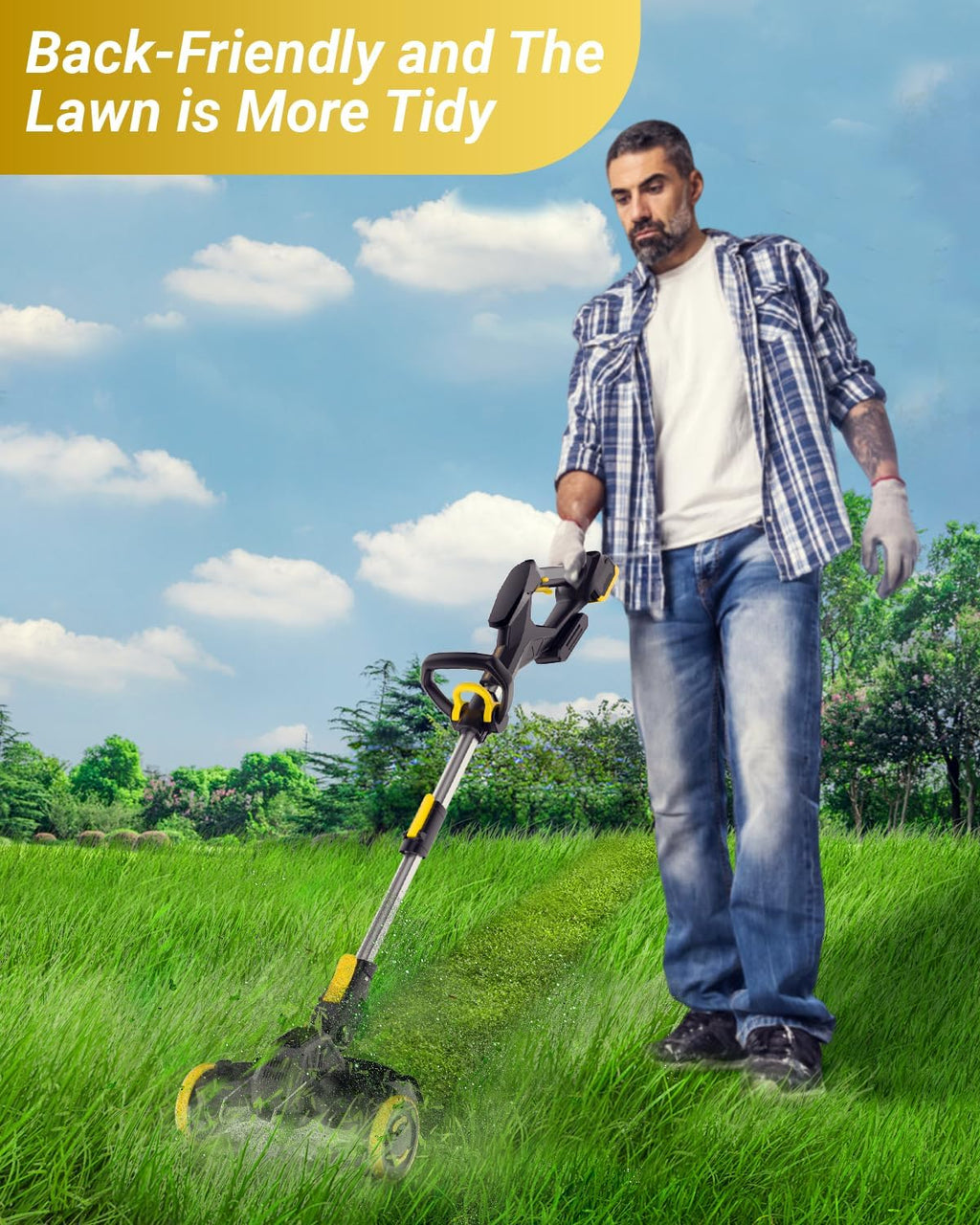 Cordless Weed Wacker with Brushless Motor, 10 Inch 3-in-1 Grass Trimmer& Edger & Lawn Mower with 4.0Ah Battery and Charger (One 4.0AH battry)
