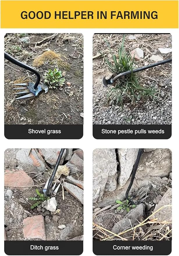 Weeding Artifact Uprooting Garden Weeding Tool, Upgraded Weed Removal Tool, Stainless Steel/Manganese Steel Weed Puller Manual Weeders for Home Gardening Yard Farmland (14in Manganese Steel Rubber)