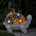 Solar Garden Statues Turtle with Succulent and 6 LED Lights, 9.1" L x 5.7" W x 6.7" H Outdoor Solar Decor, Turtle Garden Figurines for Lawn, Balcony, Yard Decoration, Gifts for Mom Wife