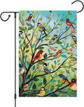 Louise Maelys Spring Welcome Garden Flag Bird Tree Double Sided 12x18 Inch Floral Small Burlap Holiday House Yard Outdoor Outside Home Decor