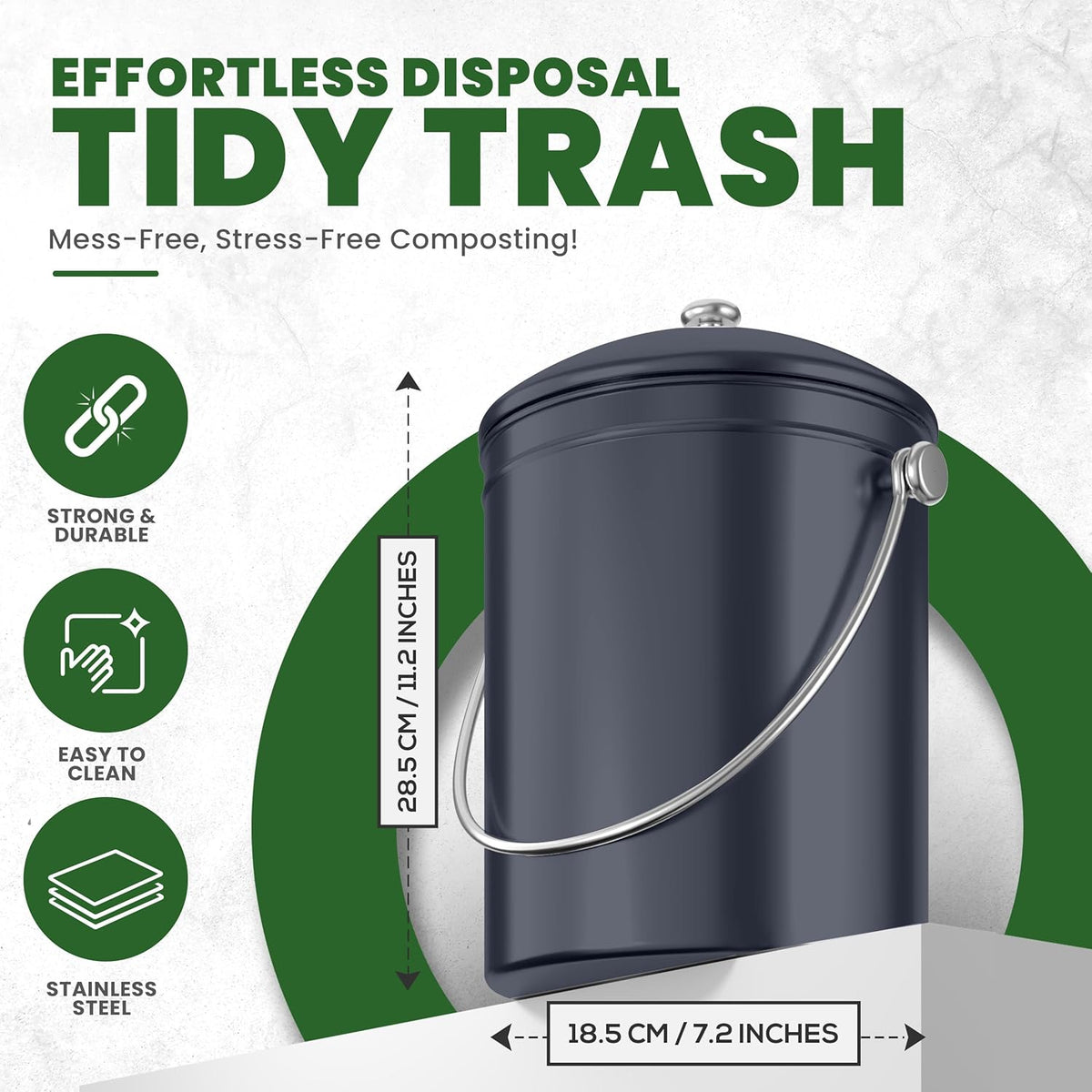 Utopia Kitchen Compost Bin for Kitchen Countertop, 1.3 Gallon Compost Bucket for Kitchen with Lid, Includes 1 Spare Charcoal Filter (Dark Purple)