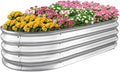 Sponvatt Raised Garden Bed - Outdoor Galvanized Raised Garden Bed Planter Boxes, Large Oval Metal for Gardening Planter Box Kit,Suitable for Vegetables,Herbs (Silver, 8x4x1 Ft)