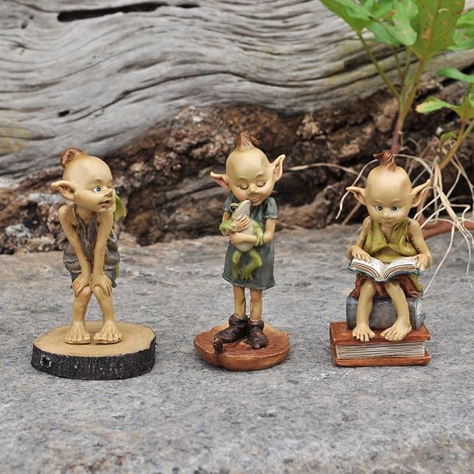 Top Collection Miniature Fairy Garden and Terrarium Statue, Garden Pixie Elf Reading Book