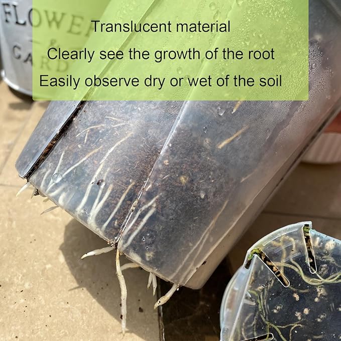 Large Clear pots for Plants,8 Sets 5/6/7/8 inch Thick Plastic Nursery pots for Plants with Drainage Holes for Monstera Plant Live,Succulents etc - Indoor and Outdoor use